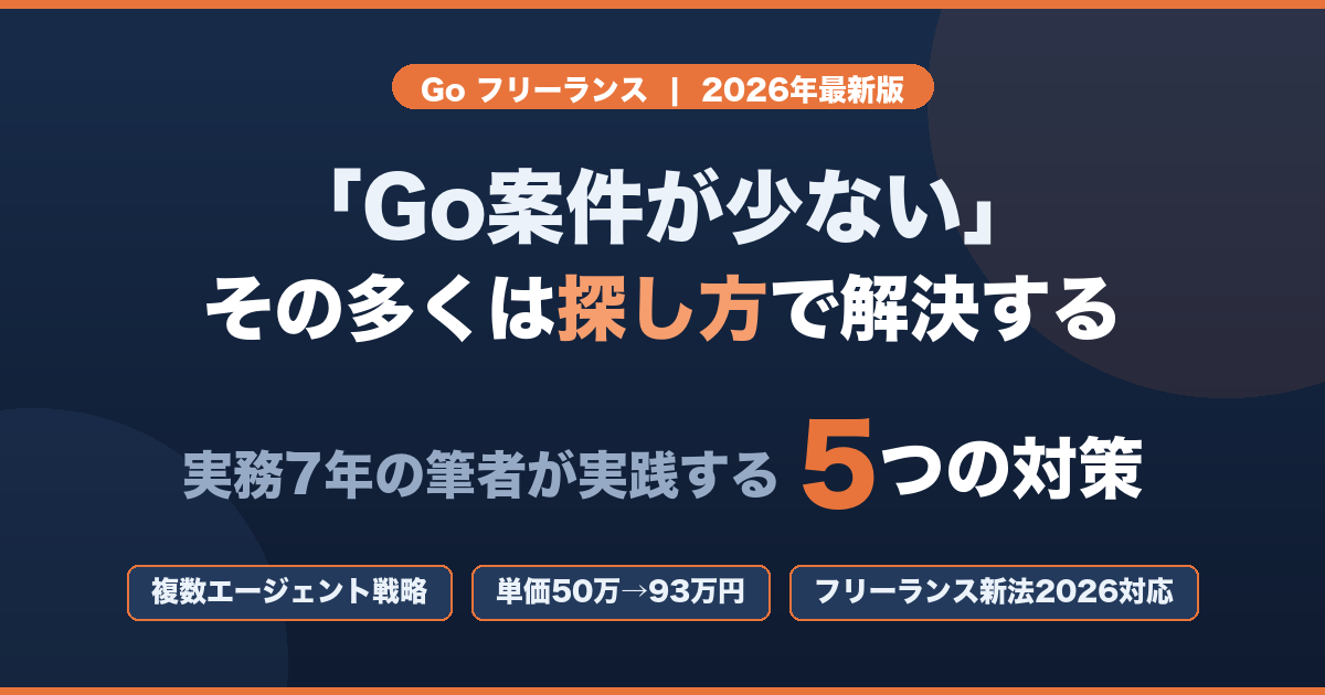 「Go案件が少ない」その多くは探し方で解決する|実務7年の筆者が実践する5つの対策