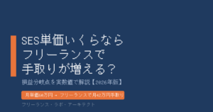 SES単価とフリーランス手取りの損益分岐点を解説する記事のアイキャッチ。月単価60万円でフリーランスは月42万円手取りとなりSESより有利になることを示す